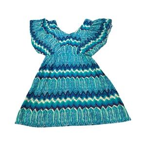 Derek Heart Teal and White Zigzag Women's Dress